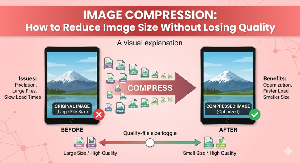 Comparison showing how to reduce image size without losing quality.